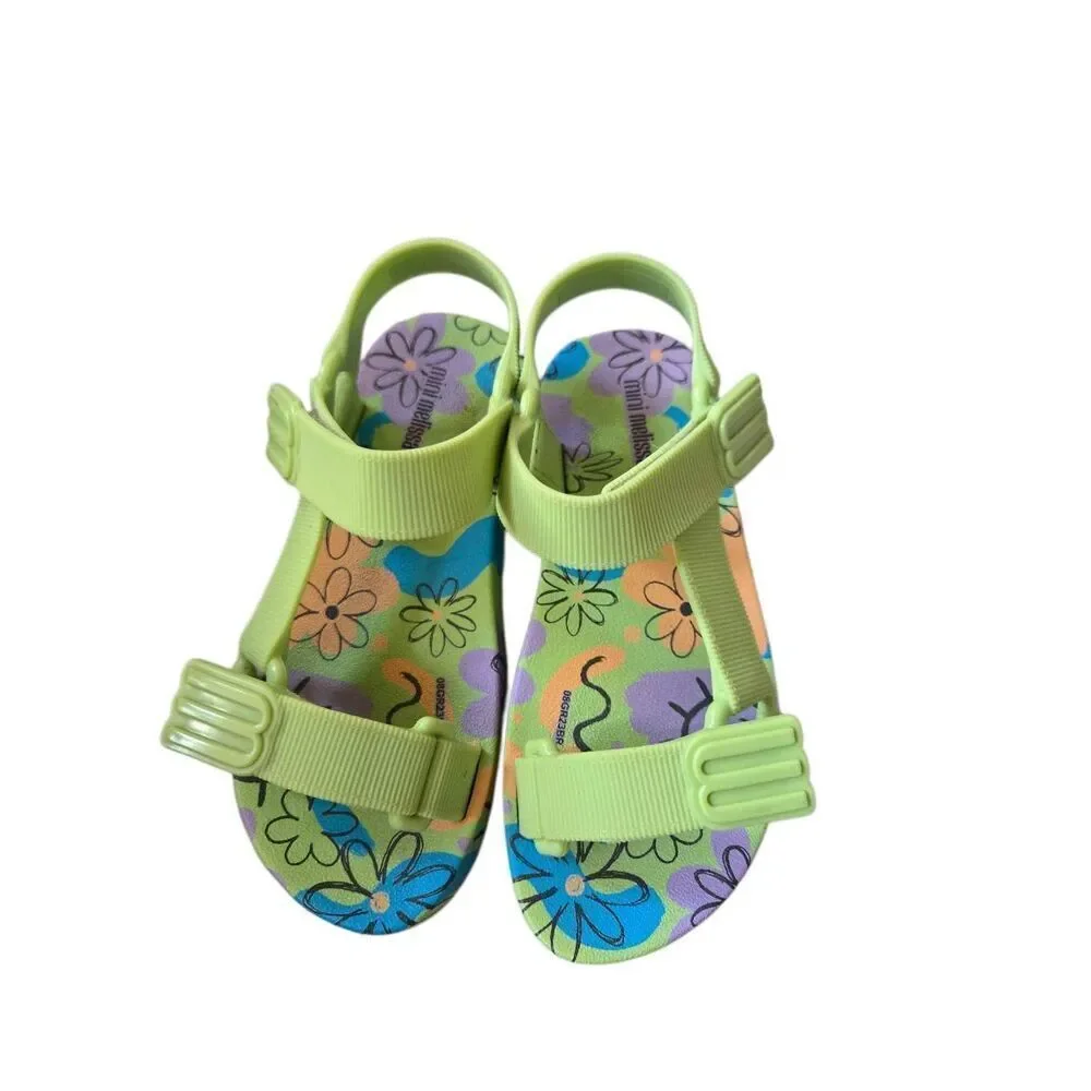 Mini Melissa Playtime Sandals Size US 13 Green Fun